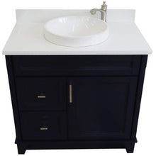 Load image into Gallery viewer, Bellaterra Home Vanity BellaTerra Home 37&quot; Single sink vanity in Blue finish with White quartz and CENTER round sink- RIGHT drawers 400700-37R-BU-WERDC