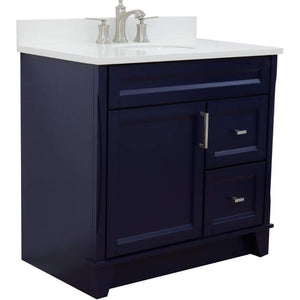 Bellaterra Home Vanity BellaTerra Home 37" Single sink vanity in Blue finish with White quartz and Left door/Center sink 400700-37L-BU-WEOC