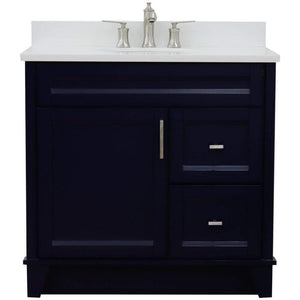 Bellaterra Home Vanity BellaTerra Home 37" Single sink vanity in Blue finish with White quartz and Left door/Center sink 400700-37L-BU-WEOC