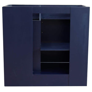 Bellaterra Home Vanity BellaTerra Home 37" Single sink vanity in Blue finish with White quartz and Left door/Center sink 400700-37L-BU-WEOC