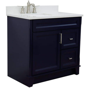Bellaterra Home Vanity BellaTerra Home 37" Single sink vanity in Blue finish with White quartz and Left door/Left sink 400700-37L-BU-WERL