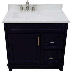 Bellaterra Home Vanity BellaTerra Home 37" Single sink vanity in Blue finish with White quartz and Left door/Left sink 400700-37L-BU-WERL