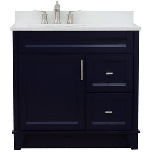 Bellaterra Home Vanity BellaTerra Home 37" Single sink vanity in Blue finish with White quartz and Left door/Left sink 400700-37L-BU-WERL