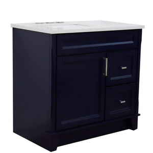 Bellaterra Home Vanity BellaTerra Home 37" Single sink vanity in Blue finish with White quartz and Left door/Left sink 400700-37L-BU-WERL