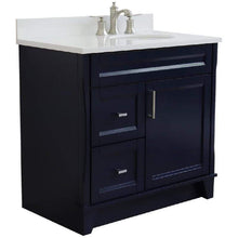 Load image into Gallery viewer, Bellaterra Home Vanity BellaTerra Home 37&quot; Single sink vanity in Blue finish with White quartz and LEFT oval sink- RIGHT drawers 400700-37R-BU-WEOR