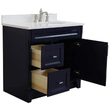 Load image into Gallery viewer, Bellaterra Home Vanity BellaTerra Home 37&quot; Single sink vanity in Blue finish with White quartz and LEFT oval sink- RIGHT drawers 400700-37R-BU-WEOR