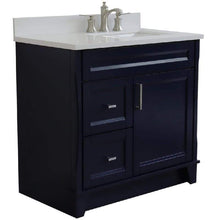 Load image into Gallery viewer, Bellaterra Home Vanity BellaTerra Home 37&quot; Single sink vanity in Blue finish with White quartz and LEFT rectangle sink- RIGHT drawers 400700-37R-BU-WERR