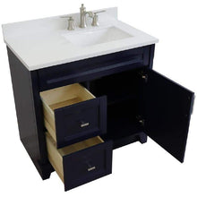Load image into Gallery viewer, Bellaterra Home Vanity BellaTerra Home 37&quot; Single sink vanity in Blue finish with White quartz and LEFT rectangle sink- RIGHT drawers 400700-37R-BU-WERR