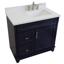 Load image into Gallery viewer, Bellaterra Home Vanity BellaTerra Home 37&quot; Single sink vanity in Blue finish with White quartz and LEFT rectangle sink- RIGHT drawers 400700-37R-BU-WERR