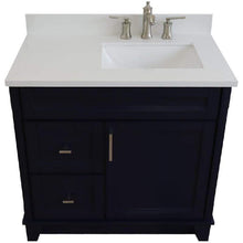 Load image into Gallery viewer, Bellaterra Home Vanity BellaTerra Home 37&quot; Single sink vanity in Blue finish with White quartz and LEFT rectangle sink- RIGHT drawers 400700-37R-BU-WERR
