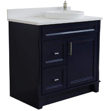 Load image into Gallery viewer, Bellaterra Home Vanity BellaTerra Home 37&quot; Single sink vanity in Blue finish with White quartz and LEFT round sink- RIGHT drawers 400700-37R-BU-WERDR