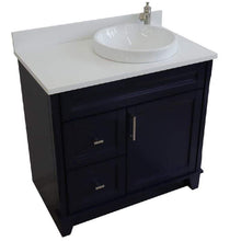 Load image into Gallery viewer, Bellaterra Home Vanity BellaTerra Home 37&quot; Single sink vanity in Blue finish with White quartz and LEFT round sink- RIGHT drawers 400700-37R-BU-WERDR