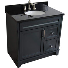 Load image into Gallery viewer, Bellaterra Home Vanity BellaTerra Home 37&quot; Single Sink Vanity in Dark Gray Finish with Black Galaxy Granite and Left Door/Center Sink 400700-37L-DG-BGOC