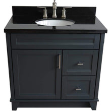 Load image into Gallery viewer, Bellaterra Home Vanity BellaTerra Home 37&quot; Single Sink Vanity in Dark Gray Finish with Black Galaxy Granite and Left Door/Center Sink 400700-37L-DG-BGOC