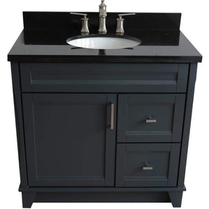 Bellaterra Home Vanity BellaTerra Home 37" Single Sink Vanity in Dark Gray Finish with Black Galaxy Granite and Left Door/Center Sink 400700-37L-DG-BGOC