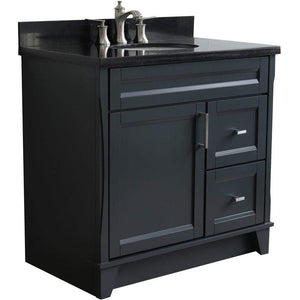 Bellaterra Home Vanity BellaTerra Home 37" Single Sink Vanity in Dark Gray Finish with Black Galaxy Granite and Left Door/Center Sink 400700-37L-DG-BGOC