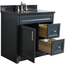 Load image into Gallery viewer, Bellaterra Home Vanity BellaTerra Home 37&quot; Single Sink Vanity in Dark Gray Finish with Black Galaxy Granite and Left Door/Center Sink 400700-37L-DG-BGOC