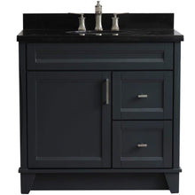 Load image into Gallery viewer, Bellaterra Home Vanity BellaTerra Home 37&quot; Single Sink Vanity in Dark Gray Finish with Black Galaxy Granite and Left Door/Center Sink 400700-37L-DG-BGOC