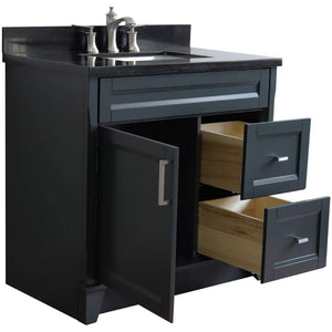 Bellaterra Home Vanity BellaTerra Home 37" Single Sink Vanity in Dark Gray Finish with Black Galaxy Granite and Left Door/Center Sink 400700-37L-DG-BGRC