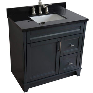 Bellaterra Home Vanity BellaTerra Home 37" Single Sink Vanity in Dark Gray Finish with Black Galaxy Granite and Left Door/Center Sink 400700-37L-DG-BGRC