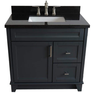 Bellaterra Home Vanity BellaTerra Home 37" Single Sink Vanity in Dark Gray Finish with Black Galaxy Granite and Left Door/Center Sink 400700-37L-DG-BGRC