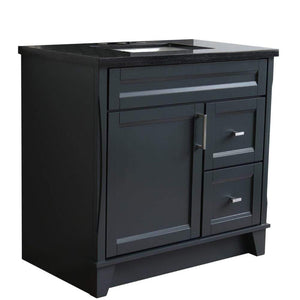 Bellaterra Home Vanity BellaTerra Home 37" Single Sink Vanity in Dark Gray Finish with Black Galaxy Granite and Left Door/Center Sink 400700-37L-DG-BGRC