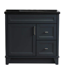 Load image into Gallery viewer, Bellaterra Home Vanity BellaTerra Home 37&quot; Single Sink Vanity in Dark Gray Finish with Black Galaxy Granite and Left Door/Center Sink 400700-37L-DG-BGRC