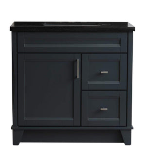 Bellaterra Home Vanity BellaTerra Home 37" Single Sink Vanity in Dark Gray Finish with Black Galaxy Granite and Left Door/Center Sink 400700-37L-DG-BGRC