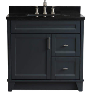 Bellaterra Home Vanity BellaTerra Home 37" Single Sink Vanity in Dark Gray Finish with Black Galaxy Granite and Left Door/Center Sink 400700-37L-DG-BGRC