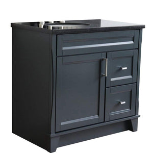 Bellaterra Home Vanity BellaTerra Home 37" Single sink vanity in Dark Gray finish with Black galaxy granite and Left door/Left sink 400700-37L-DG-BGOL