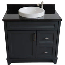 Load image into Gallery viewer, Bellaterra Home Vanity BellaTerra Home 37&quot; Single Sink Vanity in Dark Gray Finish with Black Galaxy Granite and Left Door/Round Center Sink 400700-37L-DG-BGRDC