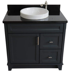 Bellaterra Home Vanity BellaTerra Home 37" Single Sink Vanity in Dark Gray Finish with Black Galaxy Granite and Left Door/Round Center Sink 400700-37L-DG-BGRDC