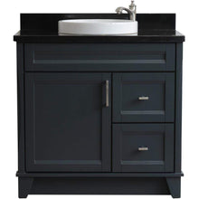 Load image into Gallery viewer, Bellaterra Home Vanity BellaTerra Home 37&quot; Single Sink Vanity in Dark Gray Finish with Black Galaxy Granite and Left Door/Round Center Sink 400700-37L-DG-BGRDC