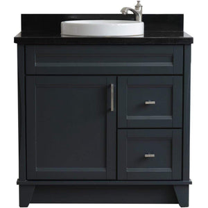 Bellaterra Home Vanity BellaTerra Home 37" Single Sink Vanity in Dark Gray Finish with Black Galaxy Granite and Left Door/Round Center Sink 400700-37L-DG-BGRDC