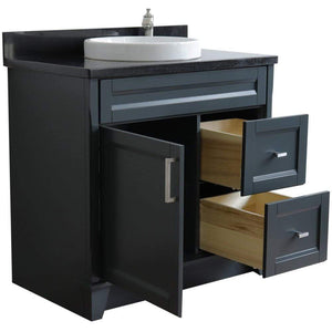 Bellaterra Home Vanity BellaTerra Home 37" Single Sink Vanity in Dark Gray Finish with Black Galaxy Granite and Left Door/Round Center Sink 400700-37L-DG-BGRDC