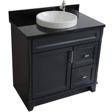 Load image into Gallery viewer, Bellaterra Home Vanity BellaTerra Home 37&quot; Single Sink Vanity in Dark Gray Finish with Black Galaxy Granite and Left Door/Round Center Sink 400700-37L-DG-BGRDC