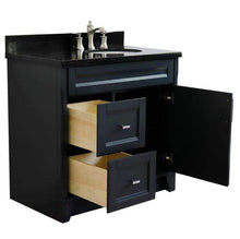 Load image into Gallery viewer, Bellaterra Home Vanity BellaTerra Home 37&quot; Single sink vanity in Dark Gray finish with Black galaxy granite and LEFT oval sink- RIGHT drawers 400700-37R-DG-BGOR