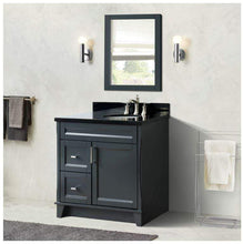 Load image into Gallery viewer, Single Sink Vanity In Dark Gray Finish With Black Galaxy Granite And Left Oval Sink - Sinks and Vanities