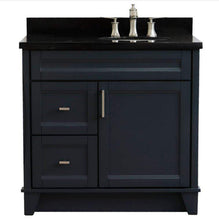 Load image into Gallery viewer, Bellaterra Home Vanity BellaTerra Home 37&quot; Single sink vanity in Dark Gray finish with Black galaxy granite and LEFT oval sink- RIGHT drawers 400700-37R-DG-BGOR
