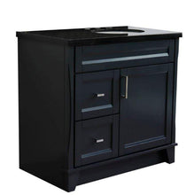 Load image into Gallery viewer, Bellaterra Home Vanity BellaTerra Home 37&quot; Single sink vanity in Dark Gray finish with Black galaxy granite and LEFT oval sink- RIGHT drawers 400700-37R-DG-BGOR