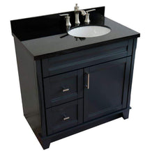 Load image into Gallery viewer, Bellaterra Home Vanity BellaTerra Home 37&quot; Single sink vanity in Dark Gray finish with Black galaxy granite and LEFT oval sink- RIGHT drawers 400700-37R-DG-BGOR