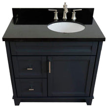 Load image into Gallery viewer, Bellaterra Home Vanity BellaTerra Home 37&quot; Single sink vanity in Dark Gray finish with Black galaxy granite and LEFT oval sink- RIGHT drawers 400700-37R-DG-BGOR