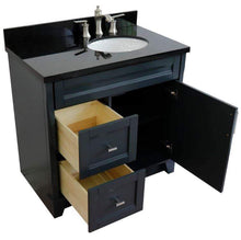 Load image into Gallery viewer, Bellaterra Home Vanity BellaTerra Home 37&quot; Single sink vanity in Dark Gray finish with Black galaxy granite and LEFT oval sink- RIGHT drawers 400700-37R-DG-BGOR