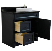 Load image into Gallery viewer, Bellaterra Home Vanity BellaTerra Home 37&quot; Single sink vanity in Dark Gray finish with Black galaxy granite and LEFT round sink- RIGHT drawers 400700-37R-DG-BGRDR