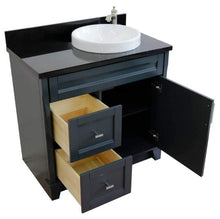 Load image into Gallery viewer, Bellaterra Home Vanity BellaTerra Home 37&quot; Single sink vanity in Dark Gray finish with Black galaxy granite and LEFT round sink- RIGHT drawers 400700-37R-DG-BGRDR