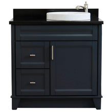 Load image into Gallery viewer, Bellaterra Home Vanity BellaTerra Home 37&quot; Single sink vanity in Dark Gray finish with Black galaxy granite and LEFT round sink- RIGHT drawers 400700-37R-DG-BGRDR