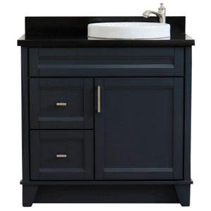 Bellaterra Home Vanity BellaTerra Home 37" Single sink vanity in Dark Gray finish with Black galaxy granite and LEFT round sink- RIGHT drawers 400700-37R-DG-BGRDR