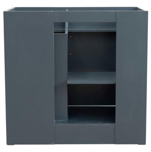 Bellaterra Home Vanity BellaTerra Home 37" Single sink vanity in Dark Gray finish with Black galaxy granite and LEFT round sink- RIGHT drawers 400700-37R-DG-BGRDR