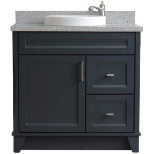 Bellaterra Home Vanity BellaTerra Home 37" Single Sink Vanity in Dark Gray Finish with Gray Granite and Left Door/Round Center Sink 400700-37L-DG-GYRDC