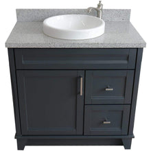 Load image into Gallery viewer, Bellaterra Home Vanity BellaTerra Home 37&quot; Single Sink Vanity in Dark Gray Finish with Gray Granite and Left Door/Round Center Sink 400700-37L-DG-GYRDC